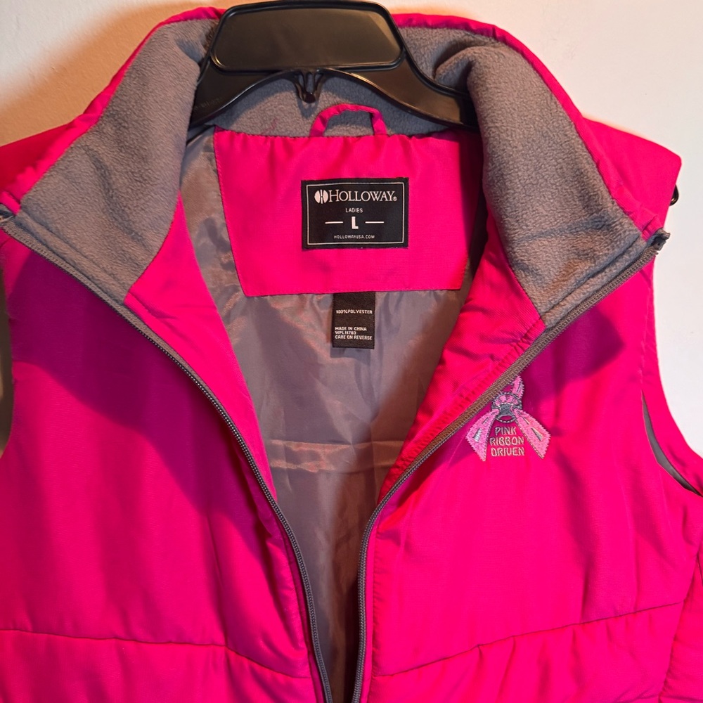 Holloway Women's Bright Pink Quilted Pink Ribbon Vest - Picture 7 of 7